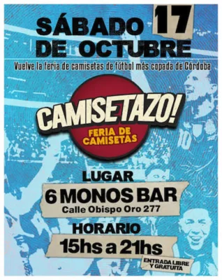 Feria de camisetas de fútbol Camisetazo en Nueva Córdoba con modelos retro de colección.