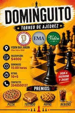 Jugadores compitiendo en tableros durante el Torneo de Ajedrez en Córdoba Dominguito.